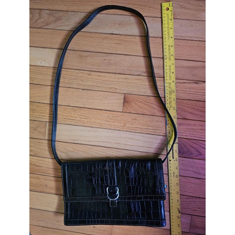 Enzo Angiolini Genuine Leather NWT Crossbody Handbag Purse Bag – Black Croc